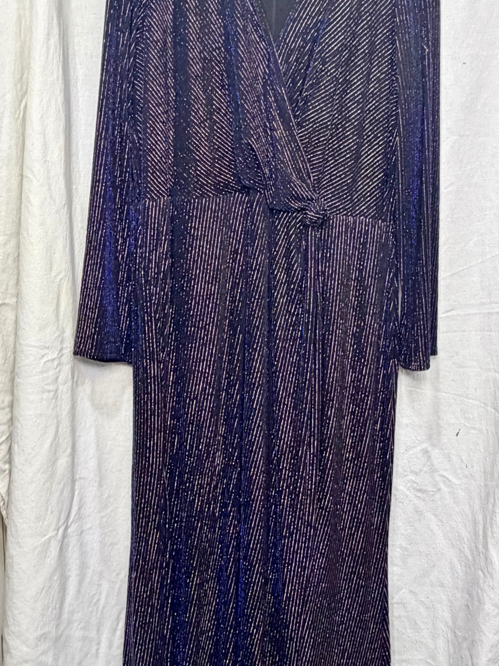 Navy Royal and Gold Sparkle Wrap-Front Maxi Dress - Women
